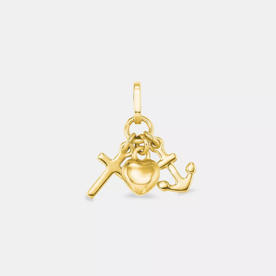 Kettenanhänger AMOR "Kleeblatt", gold (gelbgoldfarben, weißgoldfarben, wweiß), Schmuckanhänger, Damen, Diamanten Gelbgold 585, 0,59 g, Diamanten, Gelbgold 585, Kettenanhänger, mit Diamant 4