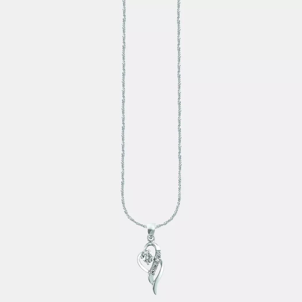 Kette mit Anhänger AMOR "Blüte", bunt (silberfarben, weiß), Halsketten, Damen, Silber 925 (Sterlingsilber), L: 42, mit Zirkonia (synth.) 8