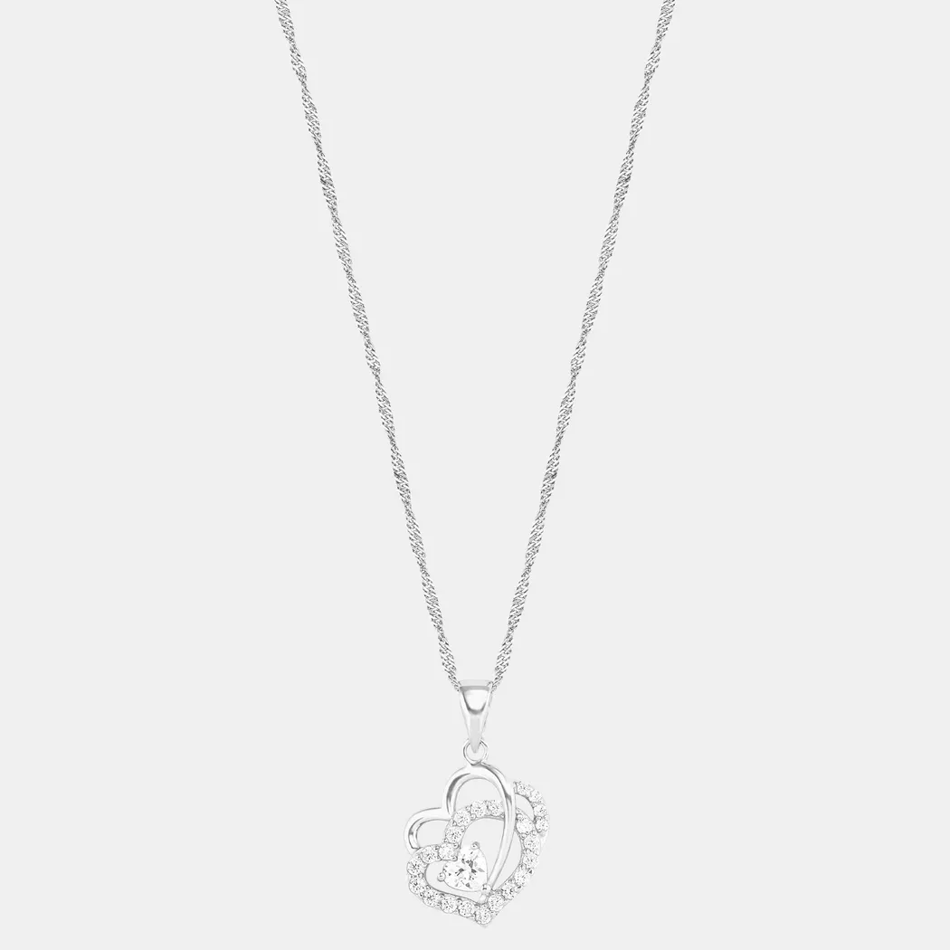 Kette mit Anhänger AMOR "Blüte", bunt (silberfarben, weiß), Halsketten, Damen, Silber 925 (Sterlingsilber), L: 42, mit Zirkonia (synth.) 6