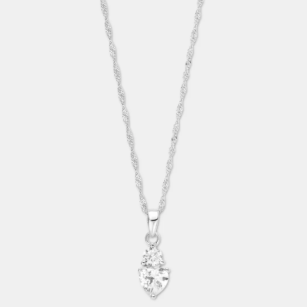 Kette mit Anhänger AMOR "Blüte", bunt (silberfarben, weiß), Halsketten, Damen, Silber 925 (Sterlingsilber), L: 42, mit Zirkonia (synth.) 7