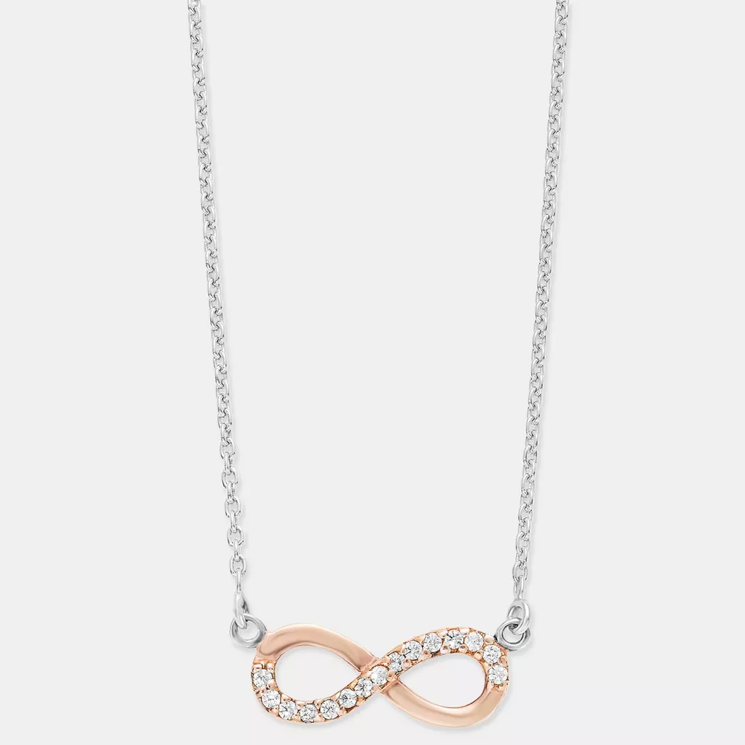 Kette mit Anhänger AMOR "Baum", silber (silber, 925), Halsketten, Damen, Silber 925 (Sterlingsilber), L: 45 B: 1mm, mit Zirkonia (synth.), B:1mm 9