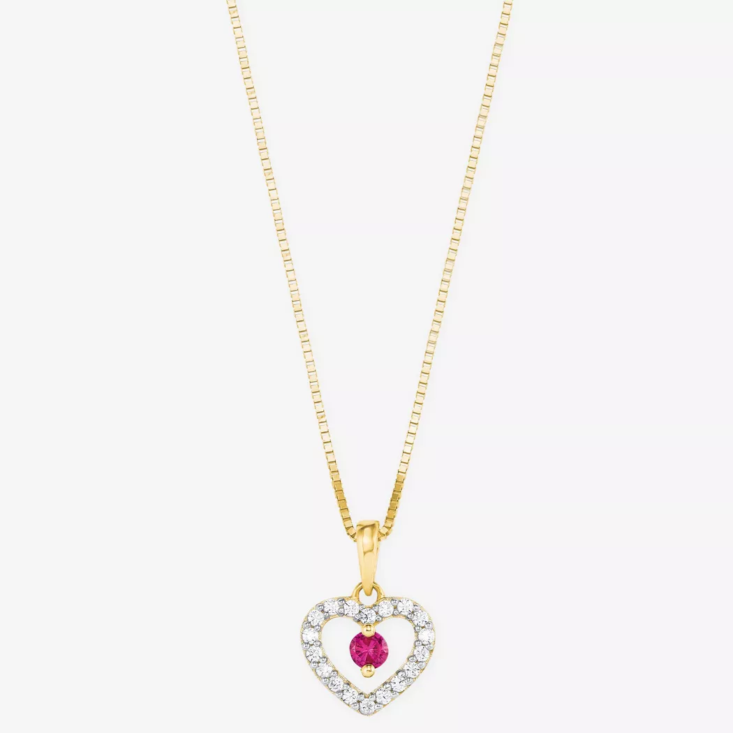 Kette mit Anhänger AMOR "Schmuck Geschenk Halskette Herz LIEBE", gold (gelbgoldfarben, weiß), Halsketten, Damen, Gelbgold 375, mit Zirkonia (synth.) 8
