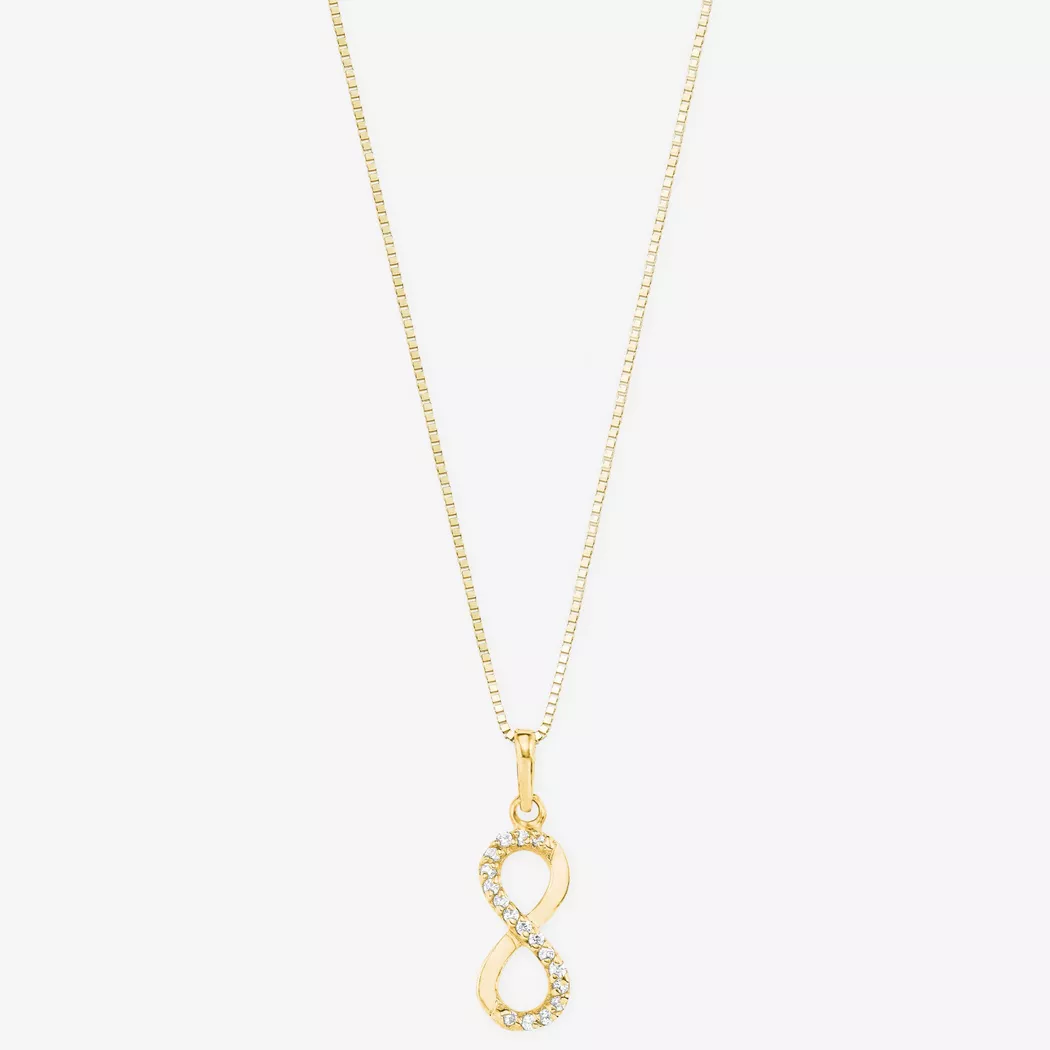Kette mit Anhänger AMOR "Schmuck Geschenk Halskette Herz LIEBE", gold (gelbgoldfarben, weiß), Halsketten, Damen, Gelbgold 375, mit Zirkonia (synth.) 2