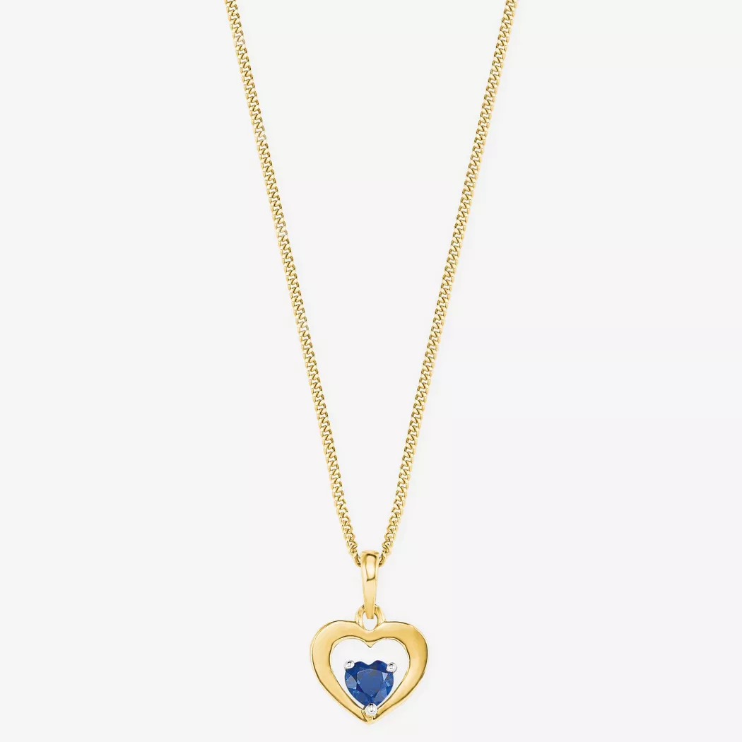 Kette mit Anhänger AMOR "Schmuck Geschenk Halskette Herz LIEBE", gold (gelbgoldfarben, weiß), Halsketten, Damen, Gelbgold 375, mit Zirkonia (synth.) 7