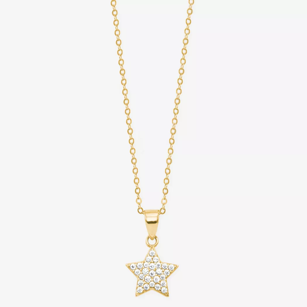 Kette mit Anhänger AMOR "Schmuck Geschenk Halskette Herz LIEBE", gold (gelbgoldfarben, weiß), Halsketten, Damen, Gelbgold 375, mit Zirkonia (synth.) 5