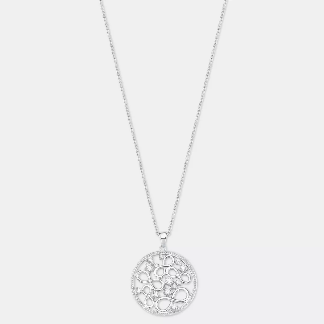 Kette mit Anhänger AMOR "Infinity Unendlichkeitsschleife mit Herz", rosa (silberfarben, roségoldfarben, weiß), Halsketten, Damen, Silber 925 (Sterlingsilber), L: 45, mit Zirkonia (synth.) 3