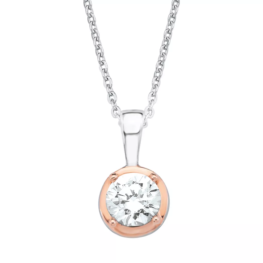 Kette mit Anhänger AMOR "Baum", silber (silber, 925), Halsketten, Damen, Silber 925 (Sterlingsilber), L: 45 B: 1mm, mit Zirkonia (synth.), B:1mm 5