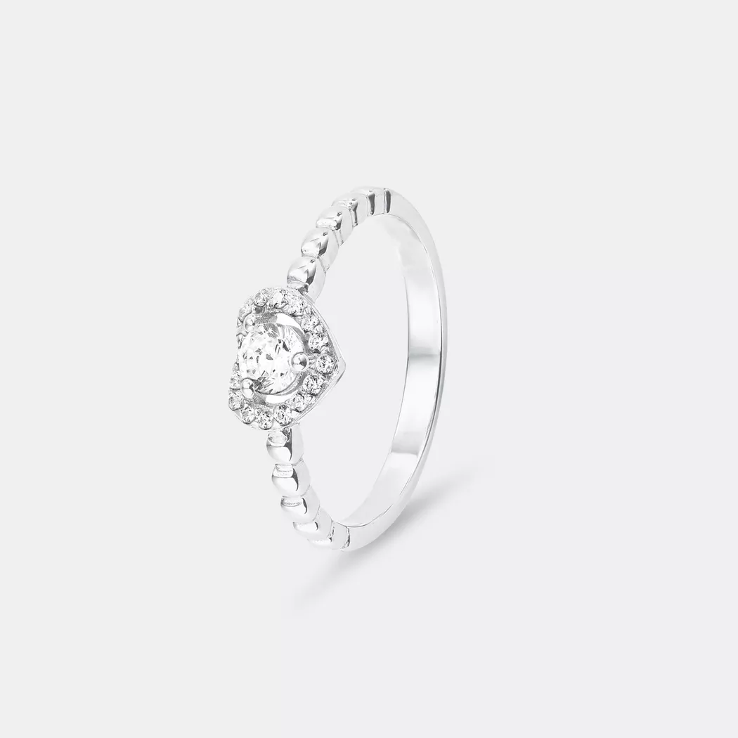 Silberring AMOR "Herz" Gr. 18,5, silber (silberfarben, kristallweiß), Fingerringe, Damen, 18,5, Silber 925 (Sterlingsilber), Silberring, mit Zirkonia (synth.) 2