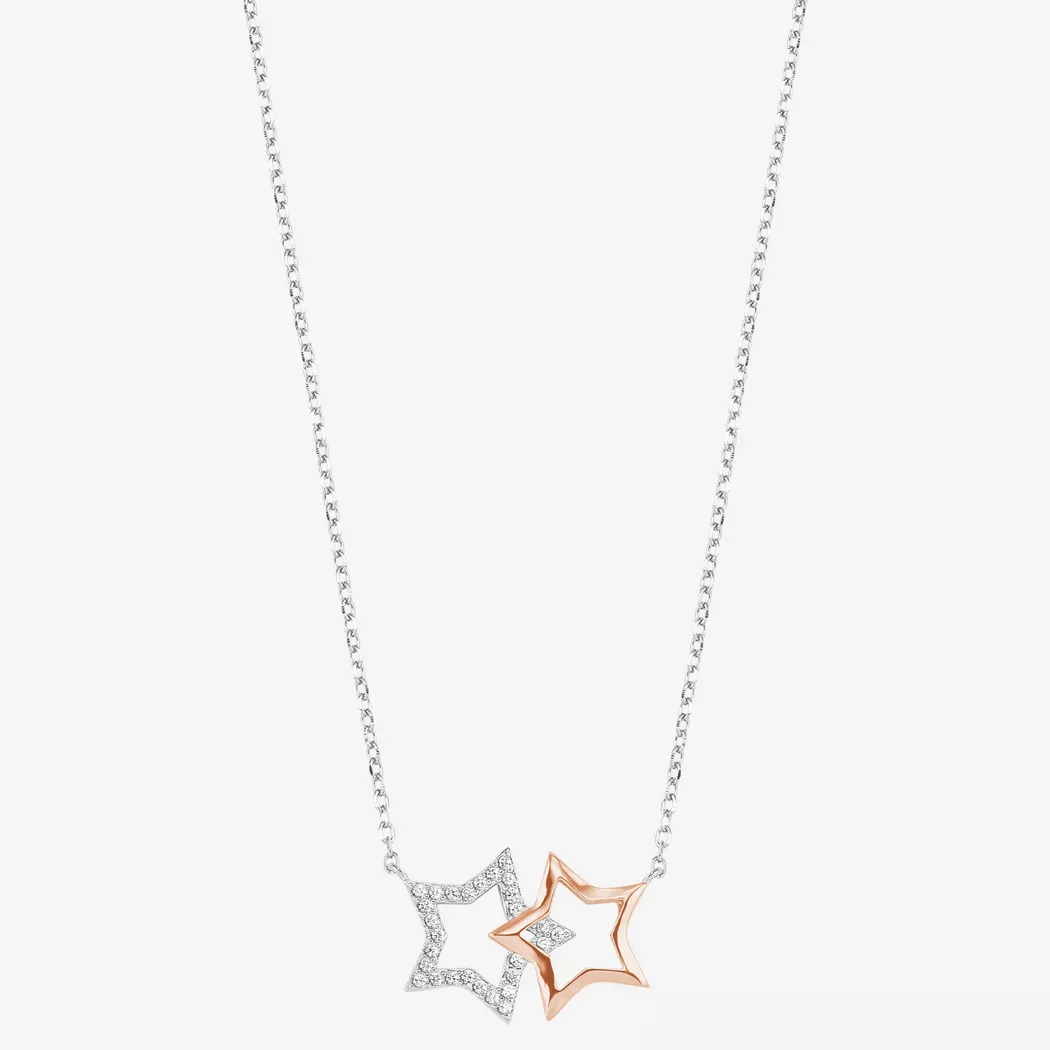 Kette mit Anhänger AMOR "Infinity Unendlichkeitsschleife mit Herz", rosa (silberfarben, roségoldfarben, weiß), Halsketten, Damen, Silber 925 (Sterlingsilber), L: 45, mit Zirkonia (synth.) 6