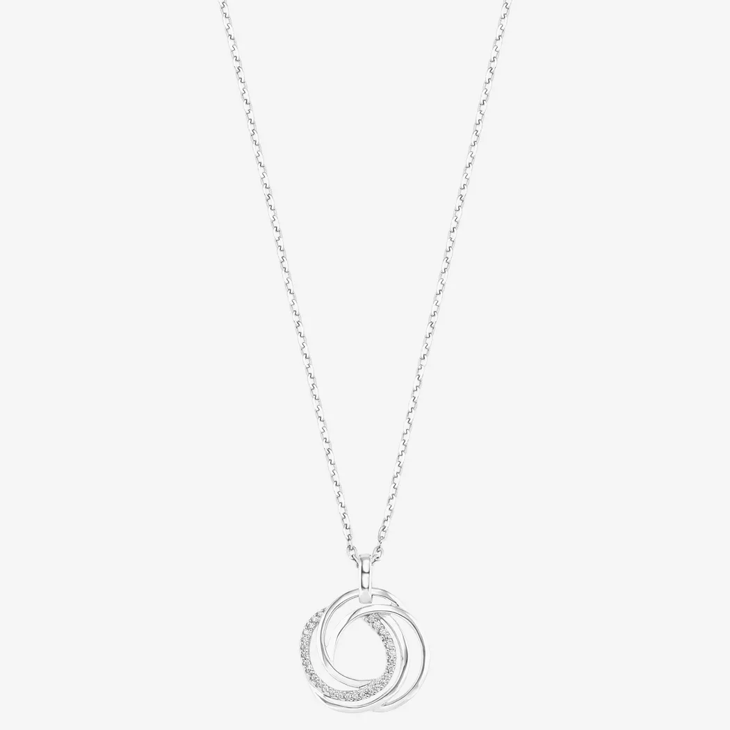 Kette mit Anhänger AMOR "verschlungene Kreise", bunt (silberfarben, weiß), Halsketten, Damen, Silber 925 (Sterlingsilber), L: 50, mit Zirkonia (synth.)