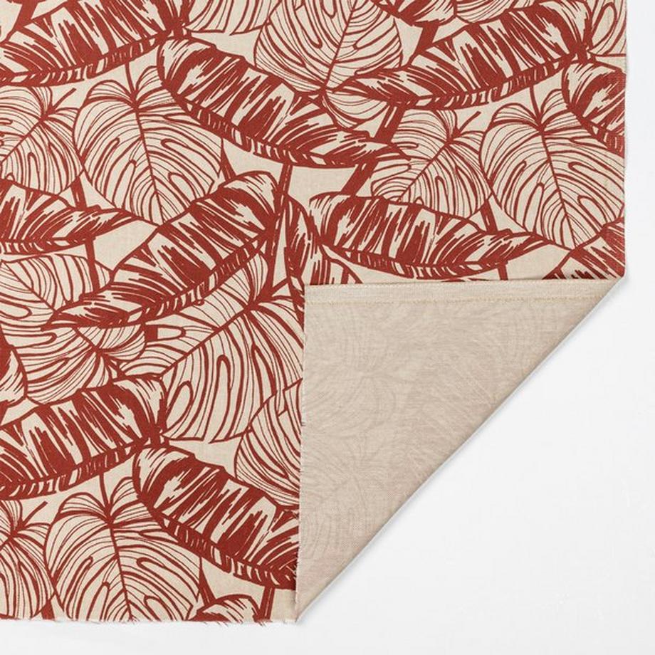 Manor Tessuto di cotone Fogliame rosso scuro I18 