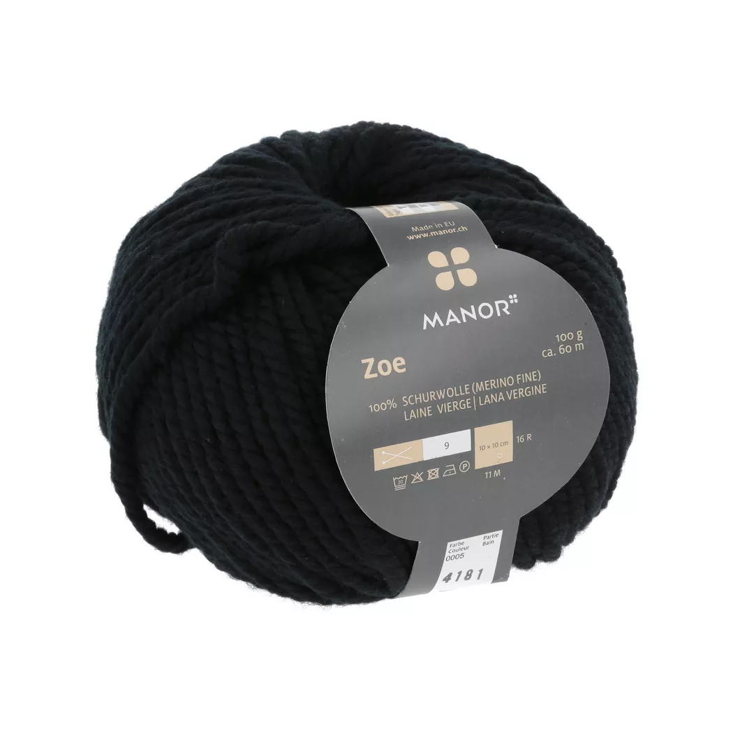 Manor - Strickgarn, 100g / ca. 60m, Black