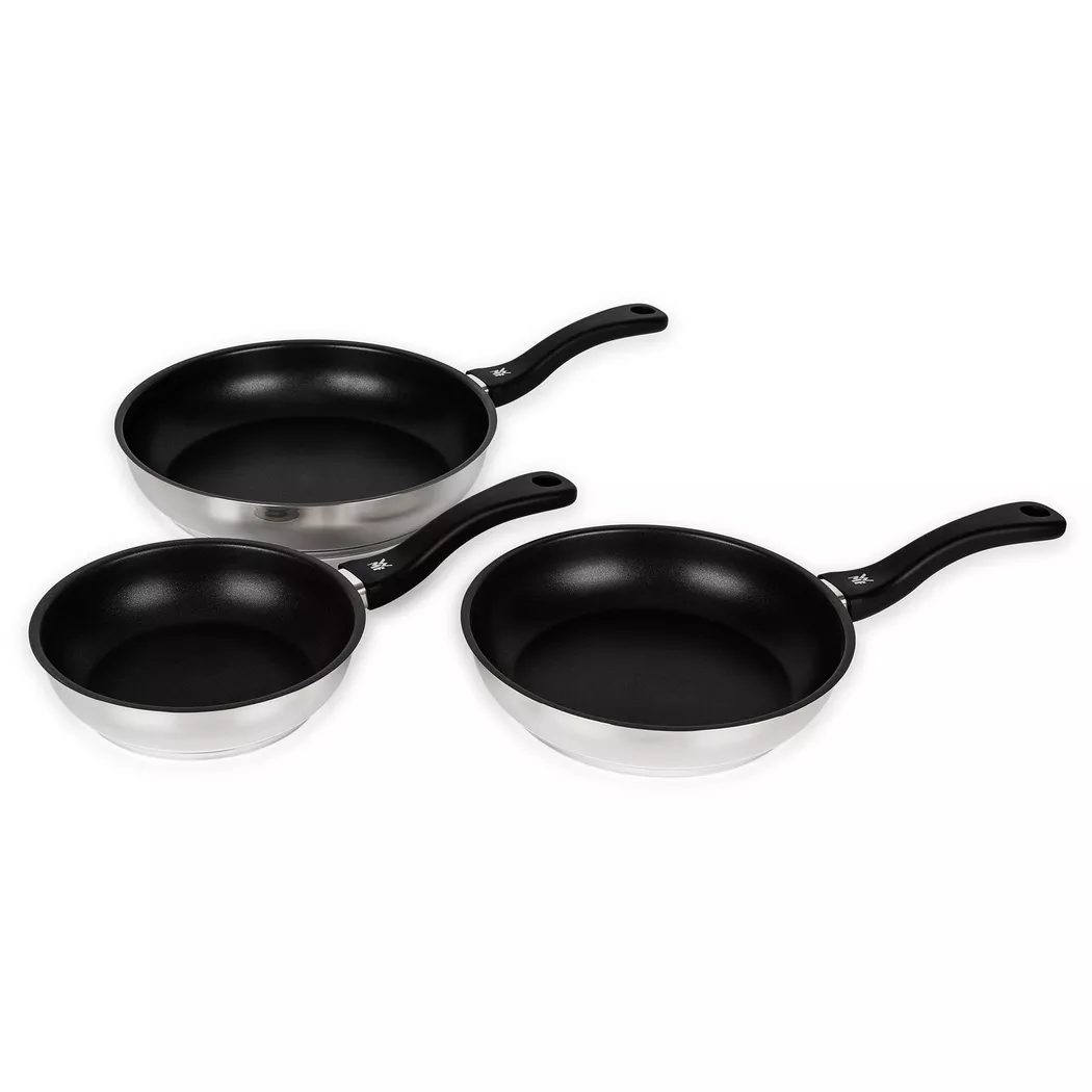 Pfannen-Set WMF "Devil, Bratpfannen Induktion, leistungsstarke Antihaftversiegelung", schwarz (edelstahlfarben, schwarz), Ø:28cm, Pfannen, für alle Herdarten geeignet, ergonomischer Kunststoffgriff