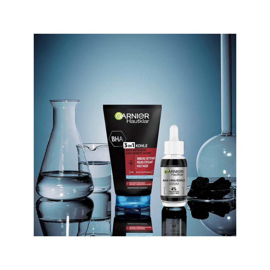 GARNIER Pure active Hautklar 3-in-1 Anti-Mitesser Reinigung, Peeling und Maske 