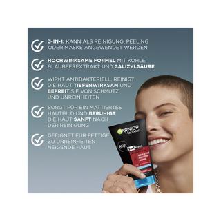 GARNIER Pure active Hautklar 3en1 Anti-Points Noirs nettoyage, peeling et masque 