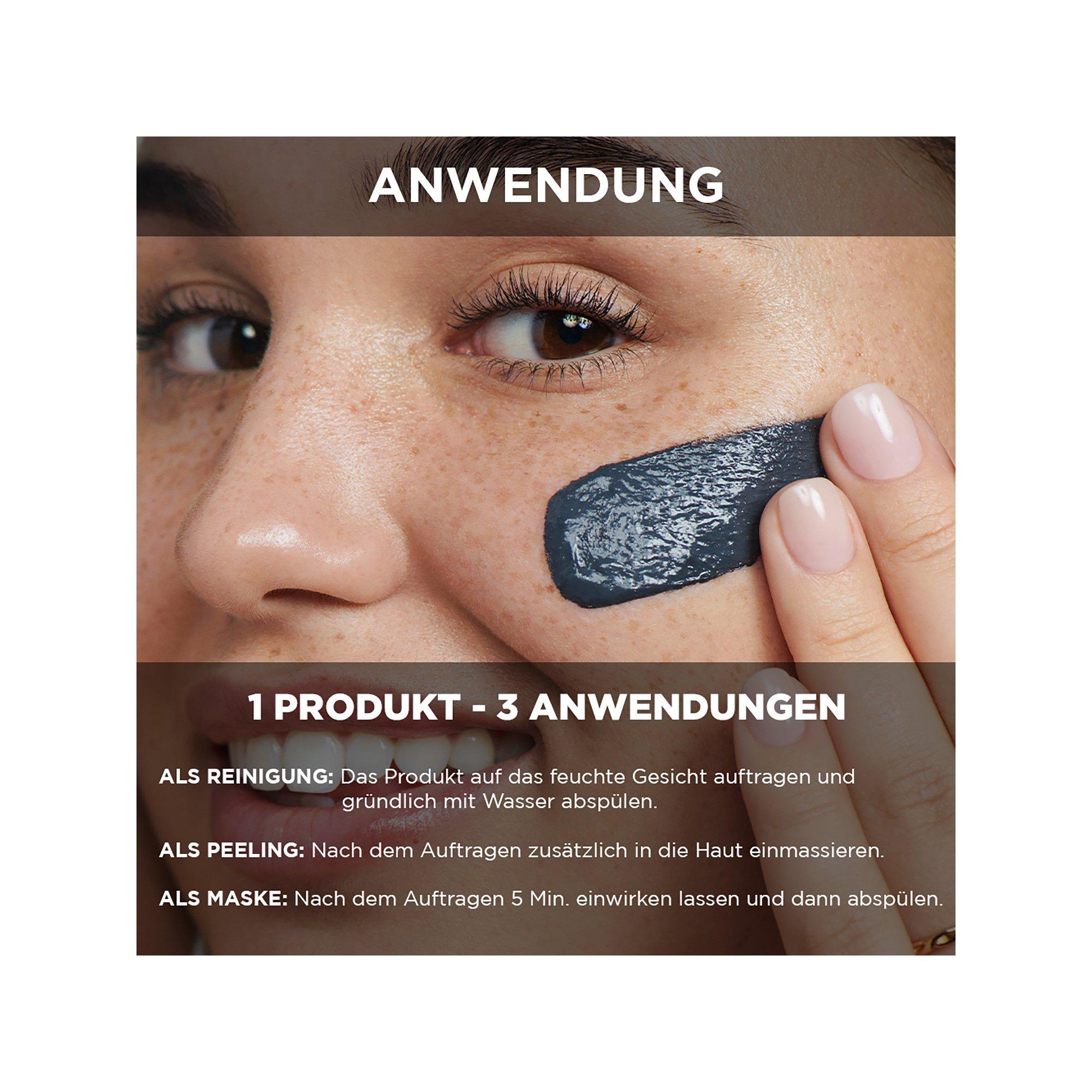 GARNIER Pure active Hautklar 3-in-1 Anti-Mitesser Reinigung, Peeling und Maske 