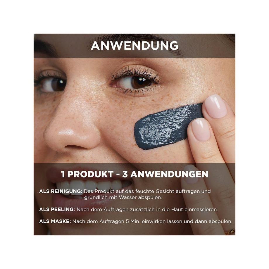 GARNIER Pure active Hautklar 3-in-1 Anti-Mitesser Reinigung, Peeling und Maske 