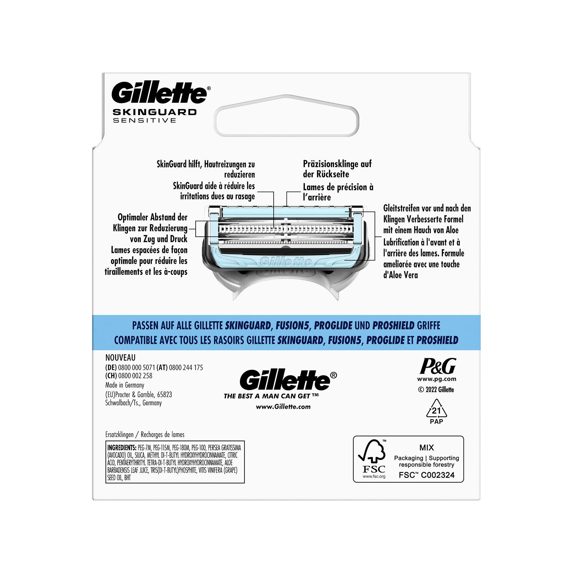 Gillette SkinGuard Sensitive Systemklingen Lame di Rasoio SkinGuard Sensitive 