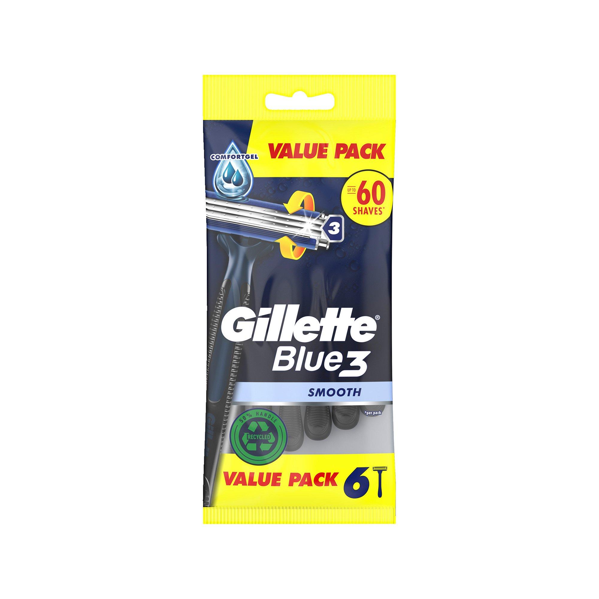 Image of Gillette Blue 3 Smooth Rasierer - 6 Stück