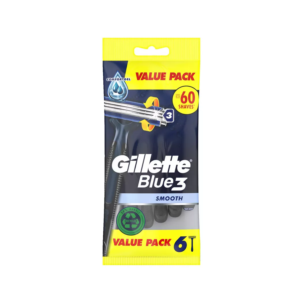 Gillette Blue 3 Smooth Einwegrasierer, 6 Stück