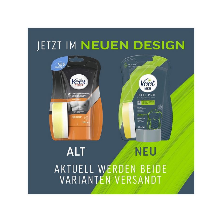 Veet Men Dusch - Normale Haut - Brust & Körper Men Crema per la rimozione dei capelli sotto la doccia Power Effect 