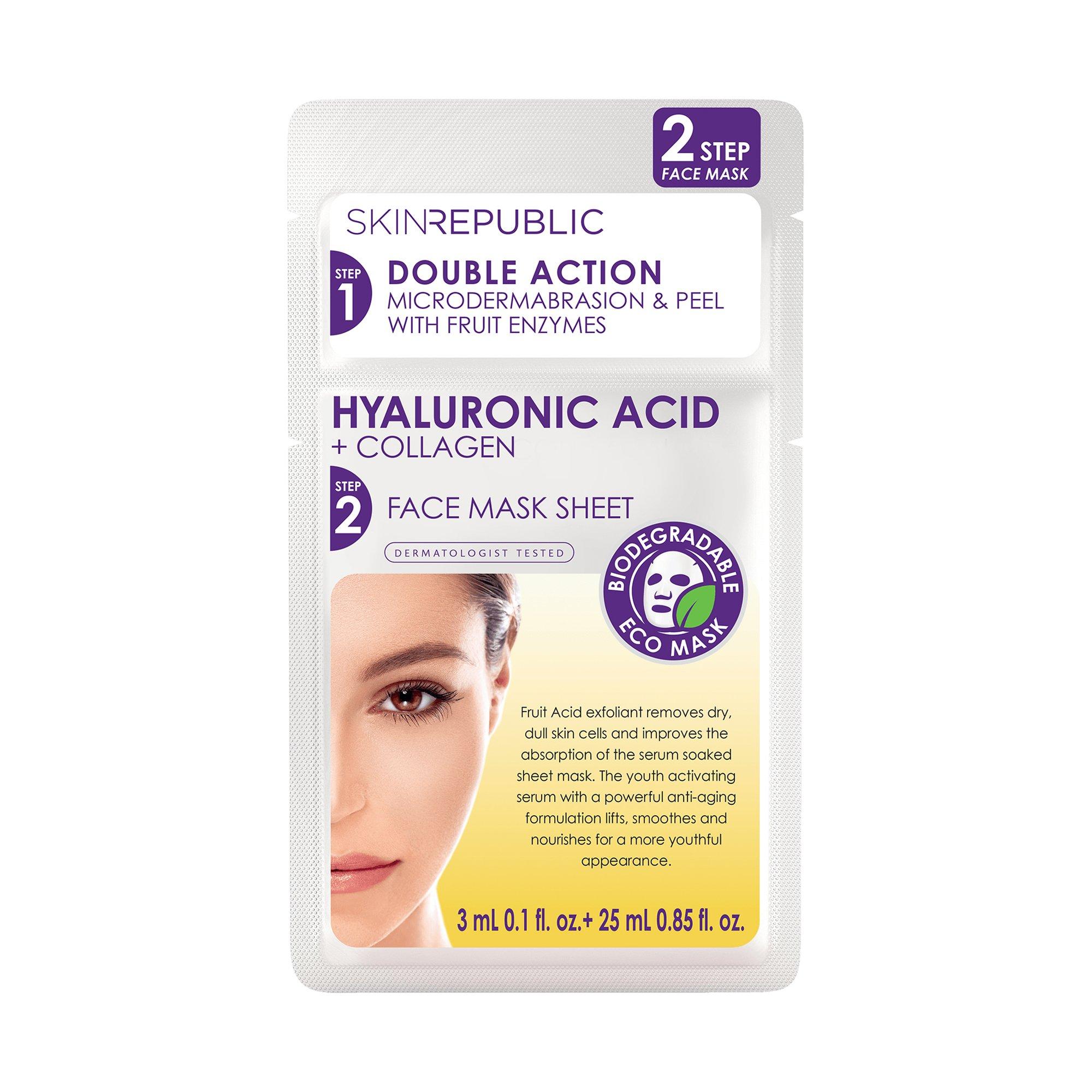 Image of Skin republic 2 Step Hyaluronic Acid & Collagen Face Mask - 1 pezzo