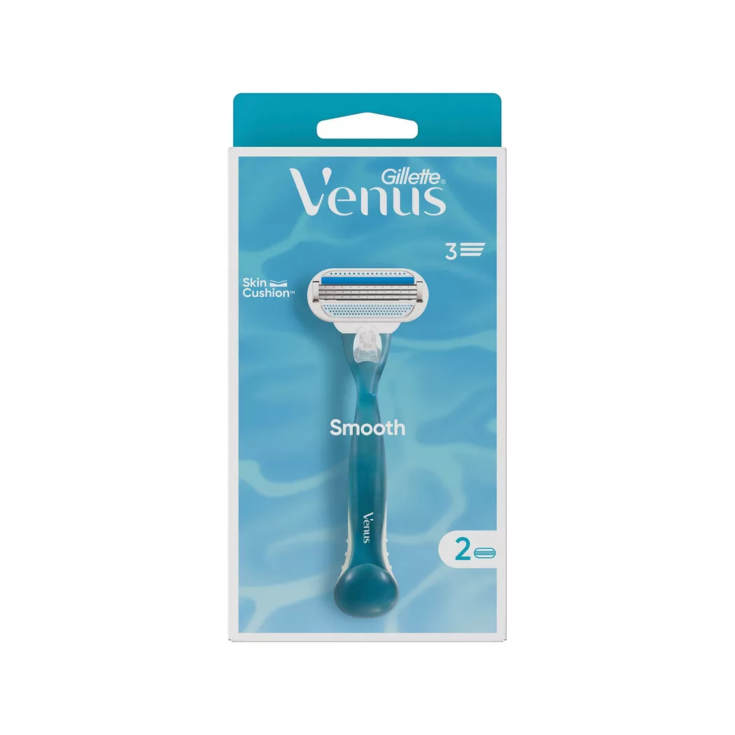 Gillette VENUS Smooth - Rasoir Rechargeable Avec 2 Lames - 1 Kit