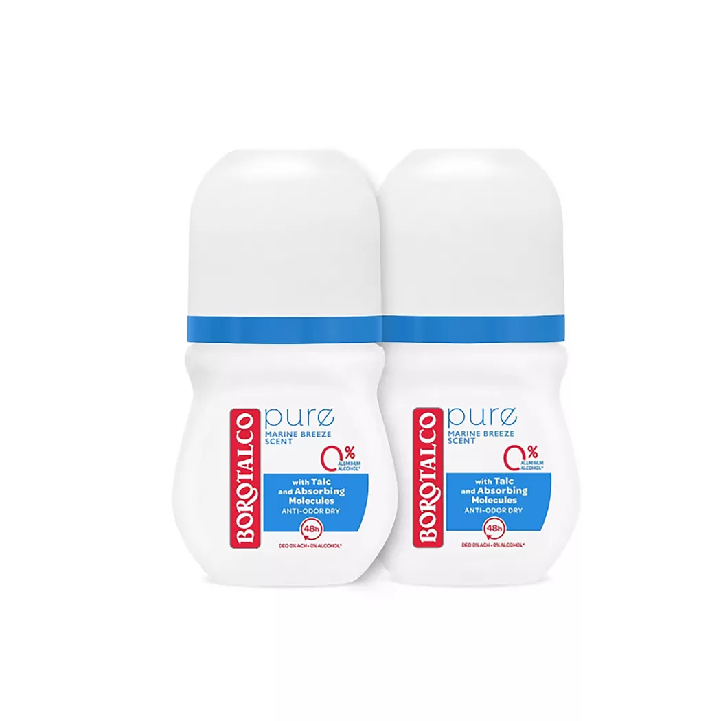 Borotalco - Deo Pure Natural Freshness Roll On Duo, 2x50 ml