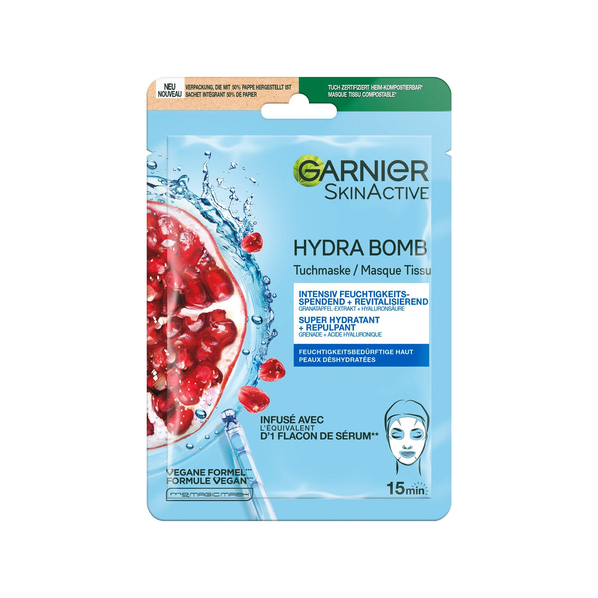 Image of GARNIER SKIN ACTIVE Hydra bomb SkinActive Hydra Bomb Tuchmaske Granatapfel (blau) - ONE SIZE