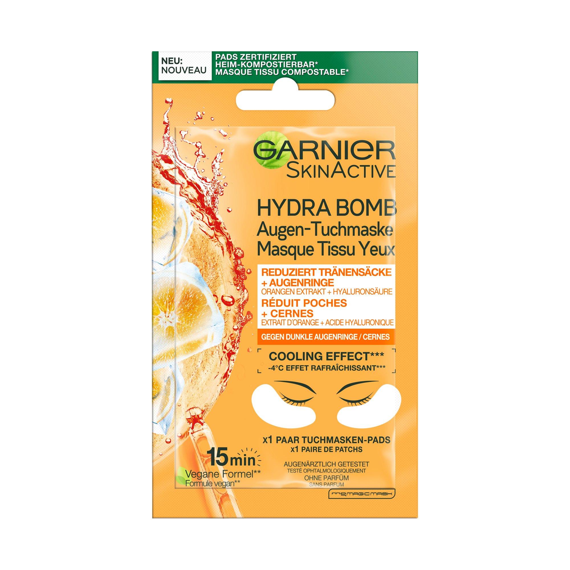 Image of GARNIER SKIN ACTIVE Orange Hydra Bomb Augen-Tuchmaske Orangenextrakt + Hyaluronsäure - ONE SIZE