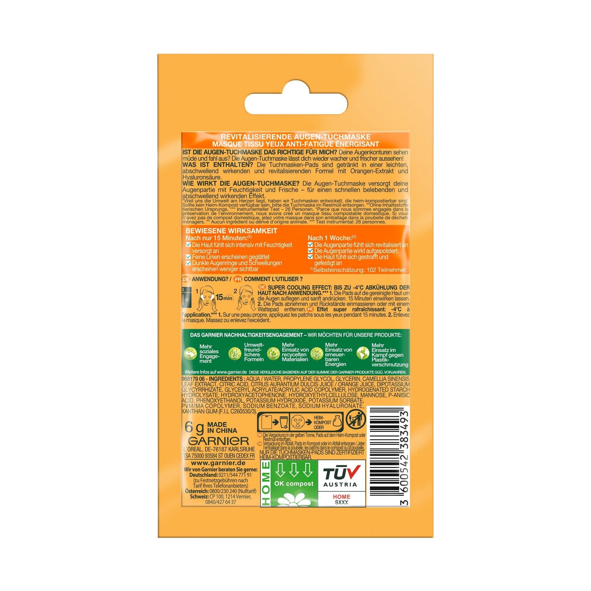 GARNIER Orange Hydra Bomb Augen-Tuchmaske Orangenextrakt + Hyaluronsäure 