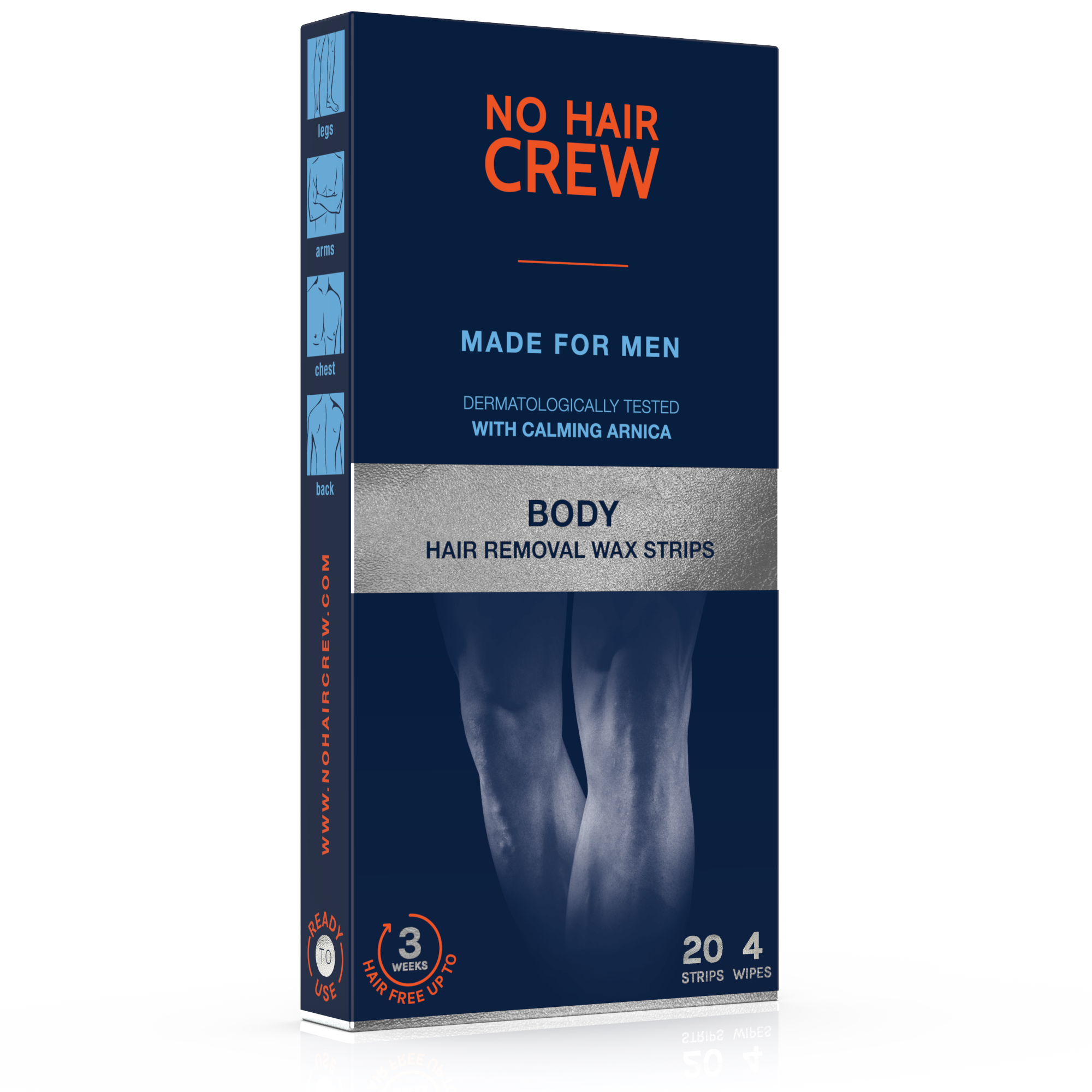 Image of NO HAIR CREW Kaltwachsstreifen für den Körper ? Für Männer - 20Stück