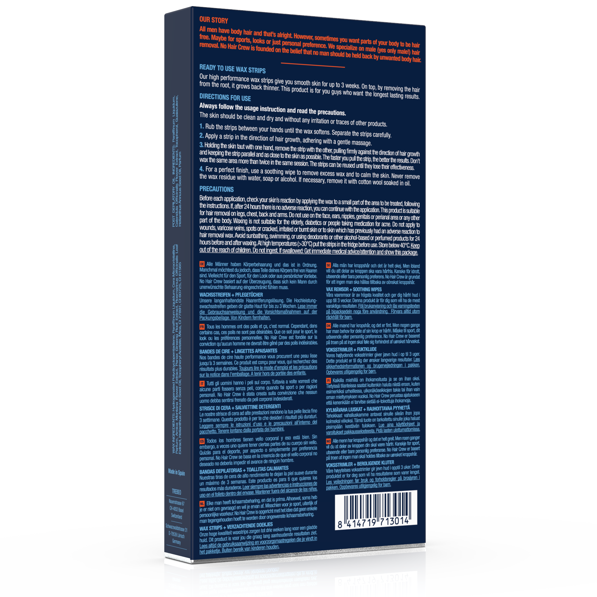 NO HAIR CREW  Kaltwachsstreifen für den Körper – Für Männer 