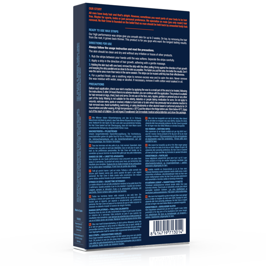 NO HAIR CREW  Kaltwachsstreifen für den Körper – Für Männer 