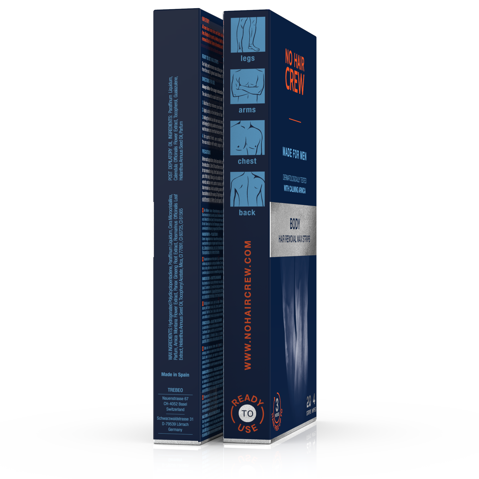 NO HAIR CREW  Kaltwachsstreifen für den Körper – Für Männer 