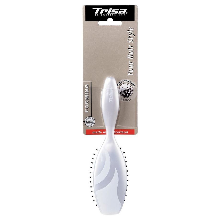 Trisa Basic Fashion Spazzola con Cuscinetto in Gomma Piccola, Punte in Metallo con Testina di Massaggio 