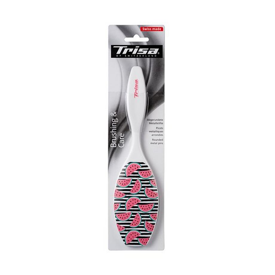 Trisa Basic Fashion Spazzola con Cuscinetto in Gomma Piccola, Punte in Metallo con Testina di Massaggio 