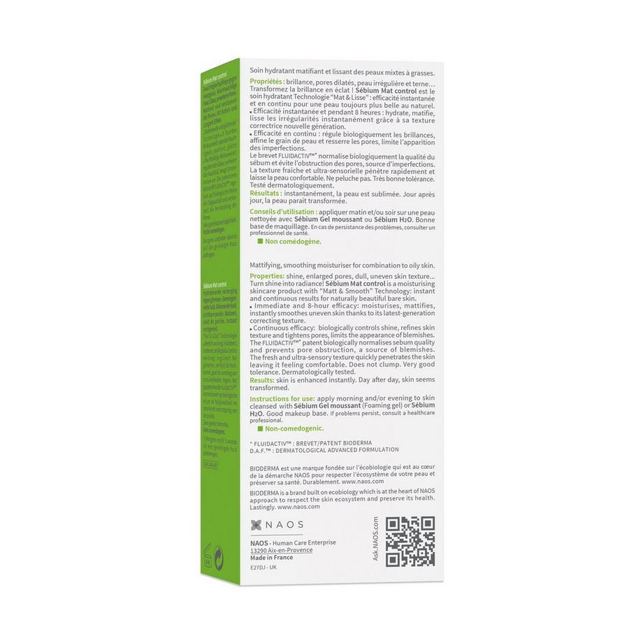 BIODERMA SEBIUM MAT CONTROL Sébium Mat Control, Mattierende Feuchtigkeitscreme 