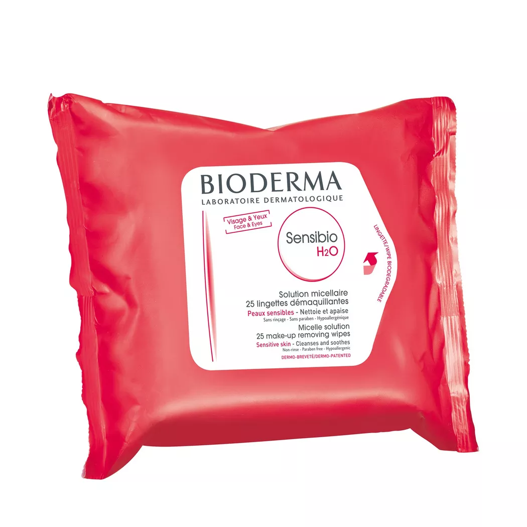 BIODERMA - Sensibio H2O Lingettes, Feuchte Mizellenwasser-Abschminktücher Für Empfindliche Haut, SENSIBIO H20 Lingettes, 25 Stück