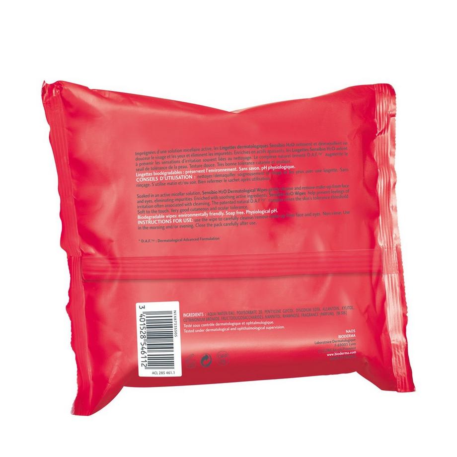 BIODERMA SENSIBIO H20 Lingettes Sensibio H2O Lingettes, Feuchte Mizellenwasser-Abschminktücher Für Empfindliche Haut 