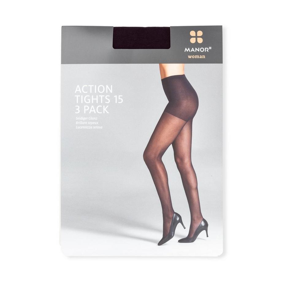 Manor Woman Collants Action 15 Deniers Lot de 3  