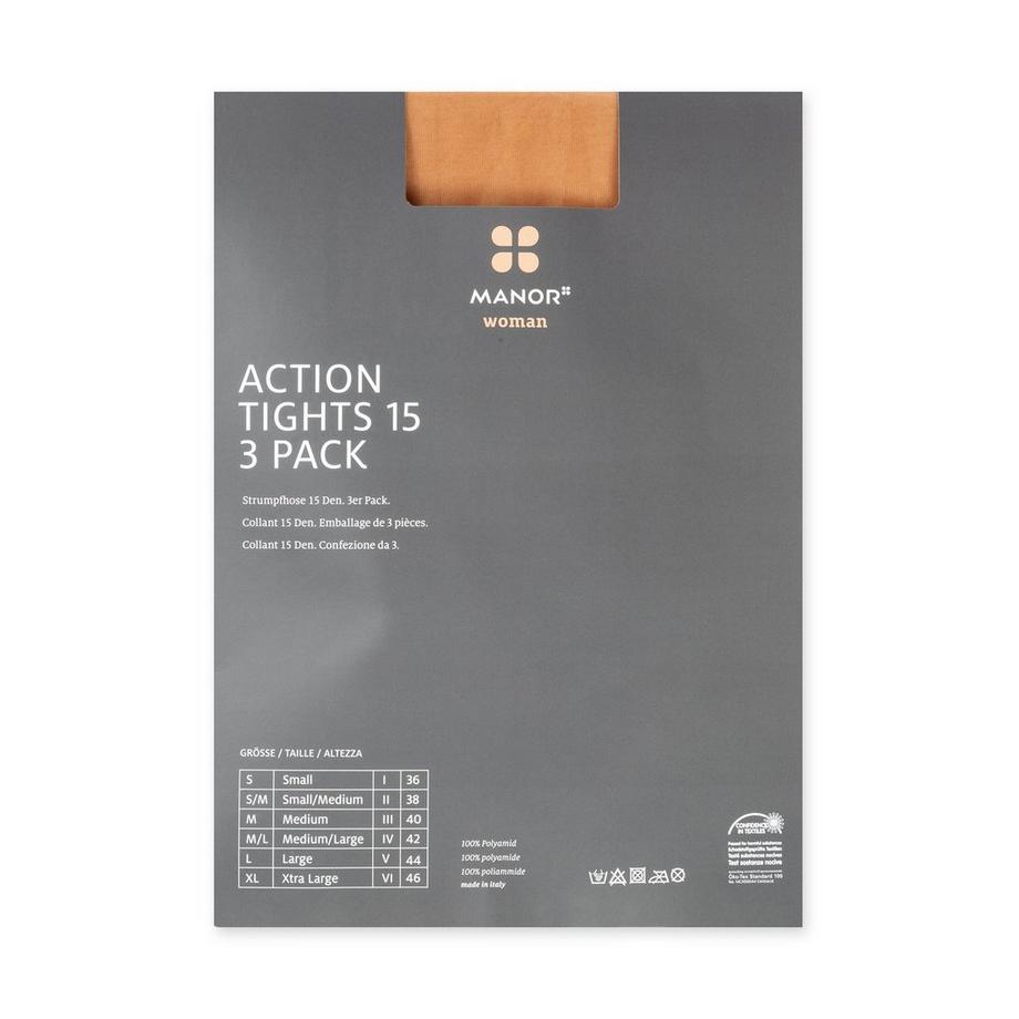 Manor Woman Collant Action 15 Denari Confezione da 3  