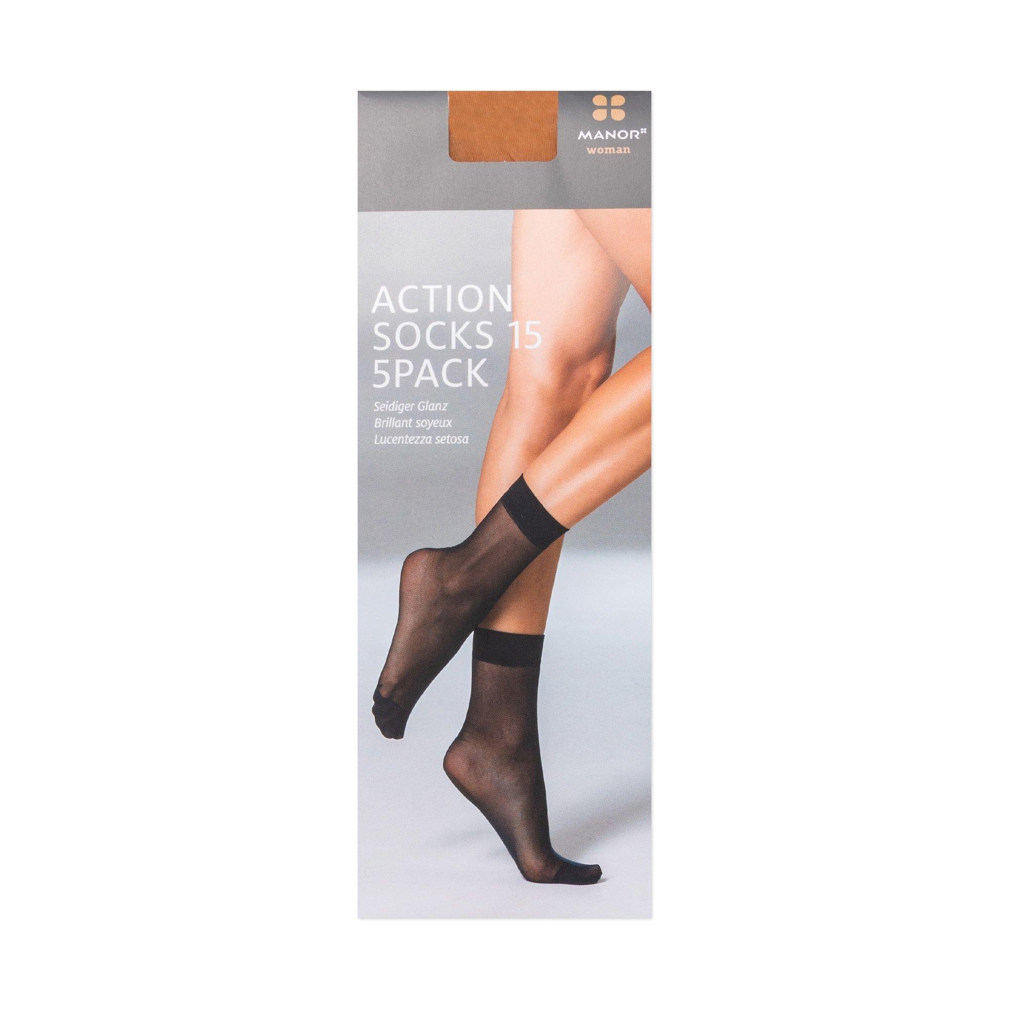 Manor Woman Socquettes Fines 15 Deniers Lot de 5  