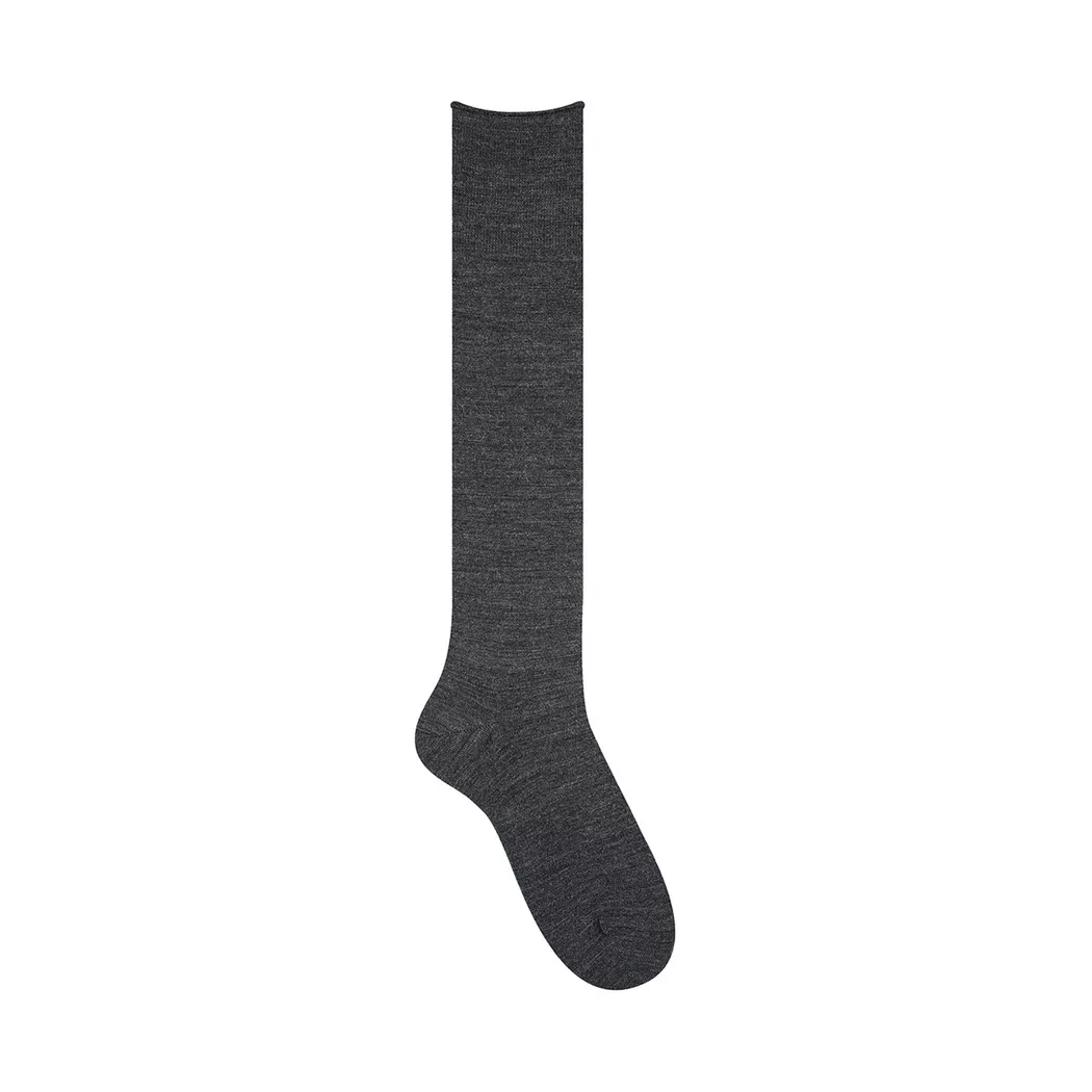 Bleu Foret Veloute Laine Knee-High Stockings Anthracite 39-41