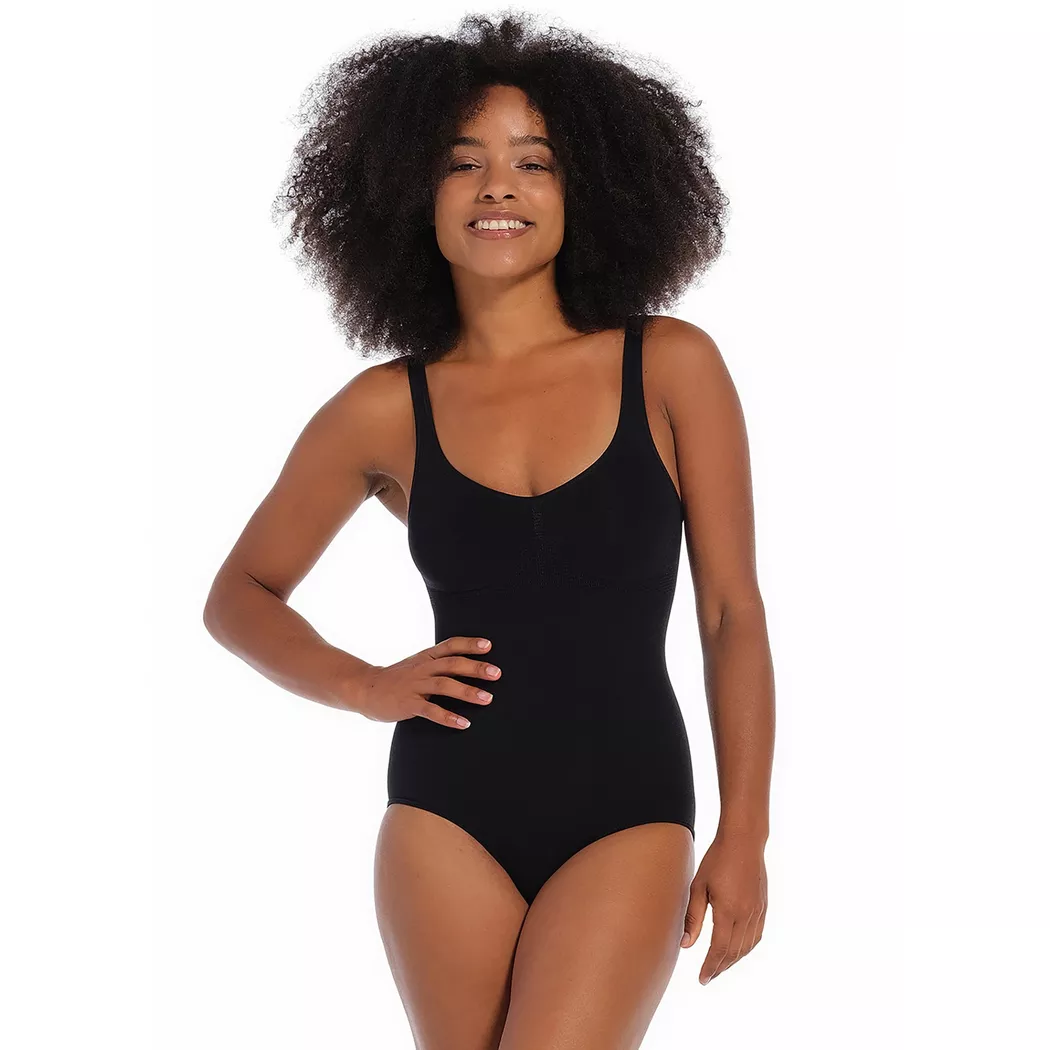 Shaping-Body MAGIC BODYFASHION "Slim Body", Damen, Gr. L, N-Gr, schwarz, Obermaterial: 89% Polyamid, 11% Elasthan, unifarben, körpernah, tiefer Rundhals, Bodys, glatte, nahtlose Verarbeitung für einen unsichtbaren Look