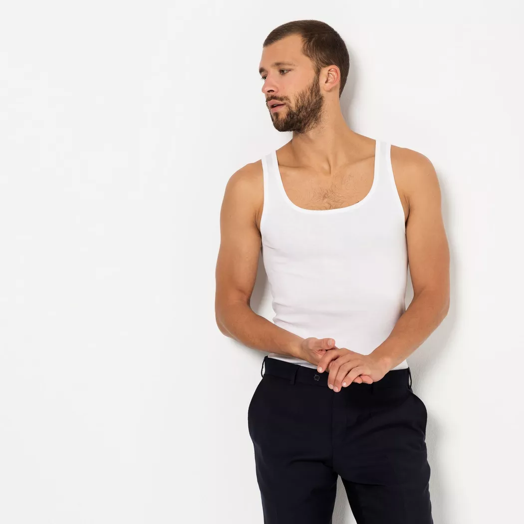 Calida - T-Shirt, Body Fit, ohne Arm, für Herren, Weiss, Größe XL