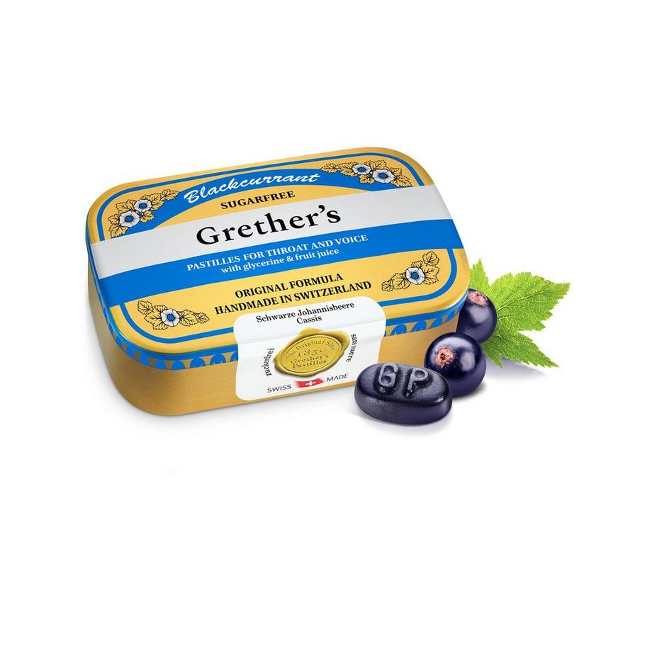 Grether Pastillen  Blackcurrant, sans sucre 