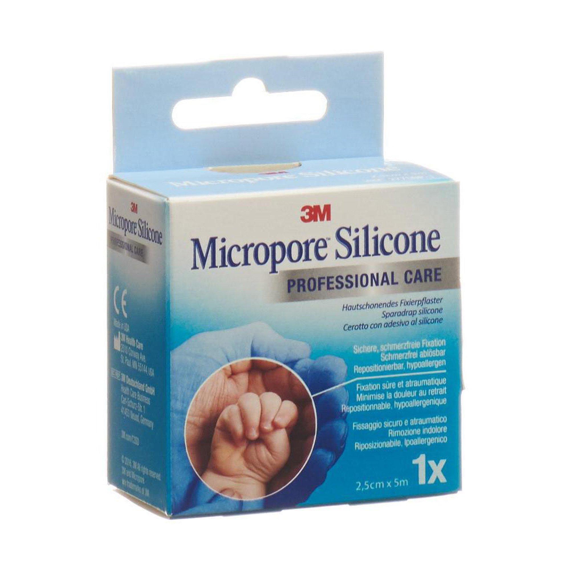 Image of 3M Micropore Silicone Hautschonendes Fixierpflaster - 25MMX5M