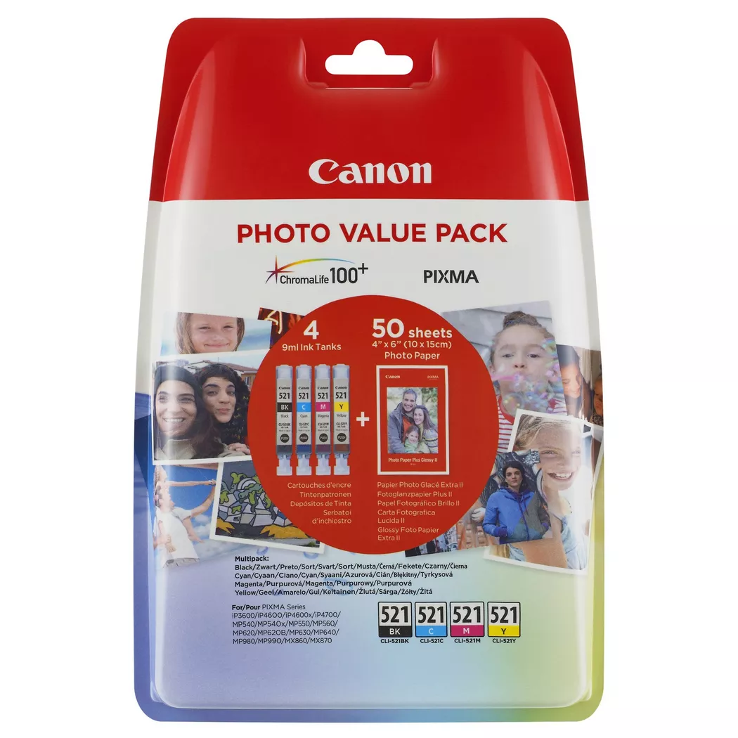 Canon – Cli 521, Multipack, Tintenpatronen, Cyan, Magenta, Yellow