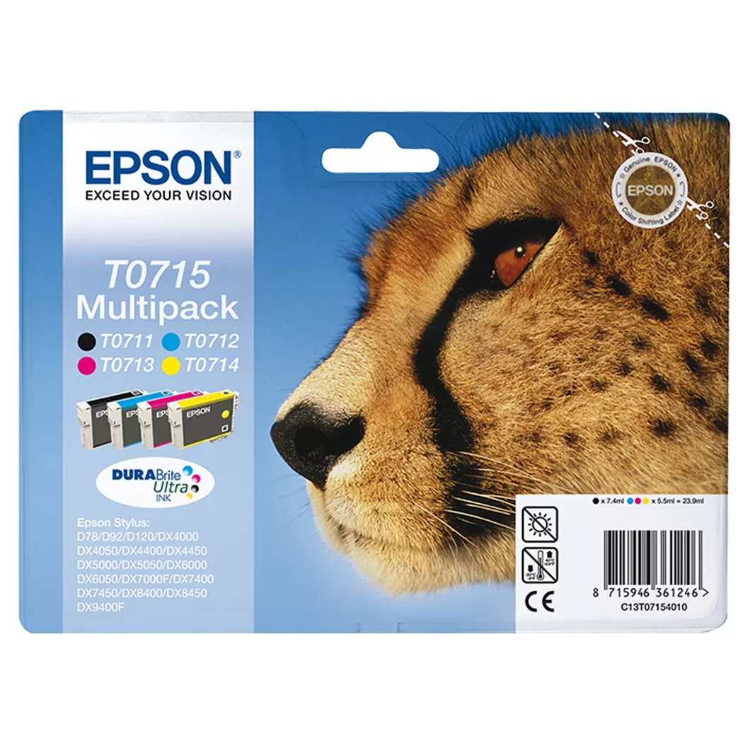 Epson – T071540, Multipack, Tintenpatronen, Cyan, Magenta, Yellow, Black